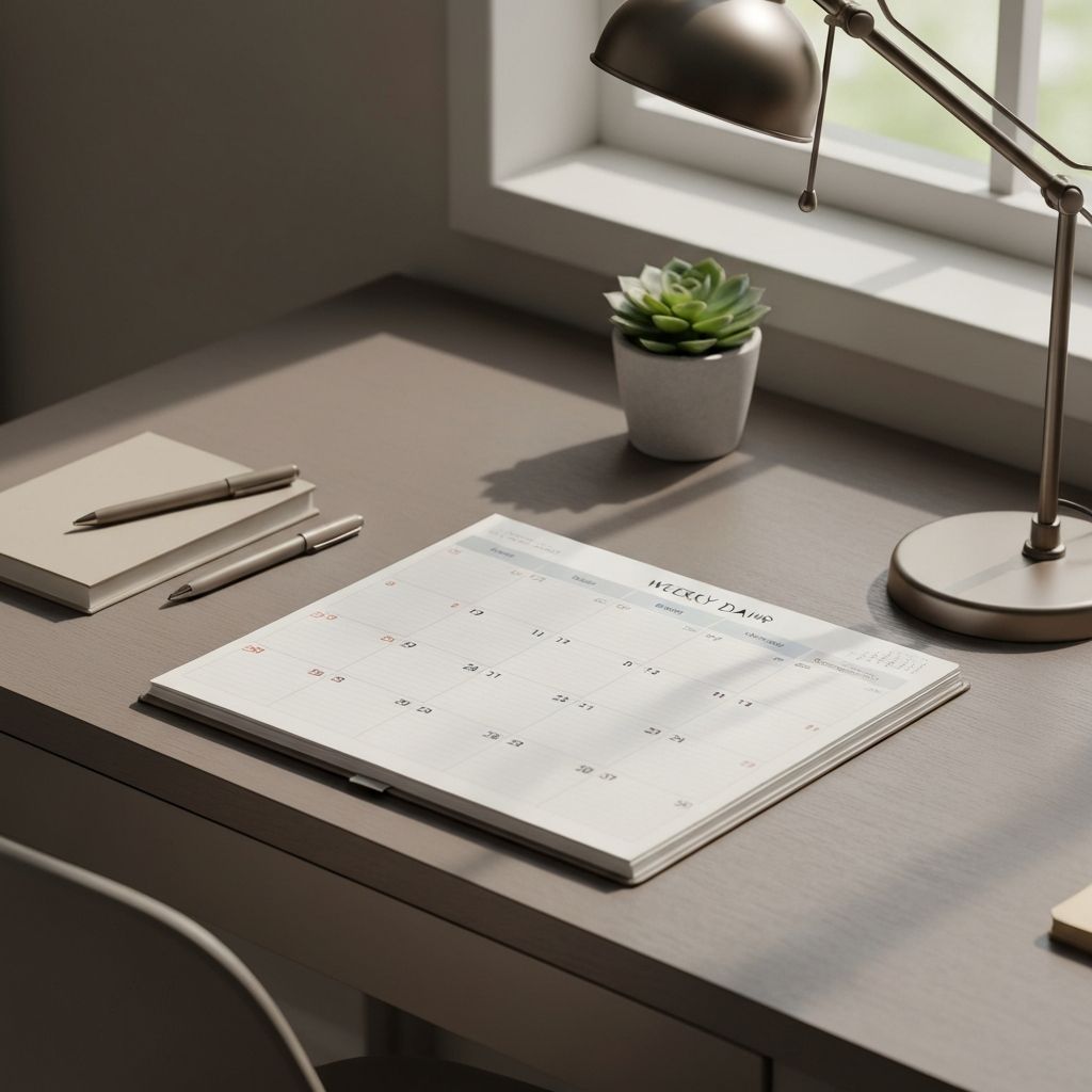 Weekly calendar and routine organization